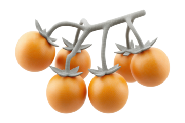 Fresh organic tomatoes on vine studio setting food photography. Isolated on transparent background, png.