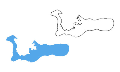 Grand Cayman Country Map. Blue silhouette and outline isolated on white background	