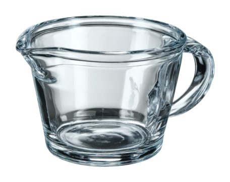 Pouring fresh ingredients into a clear glass jug kitchen environment still life isolated on transparent background, png