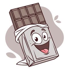 A happy chocolate bar wrapped in foil smiles