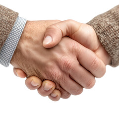 Close up of two hands clasped together in a handshake gesture image isolated on transparent background