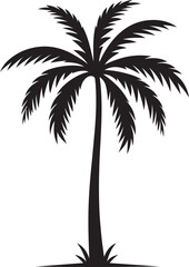 Obraz premium Palm tree silhouettes on a tropical summer landscape with beach and nature elements