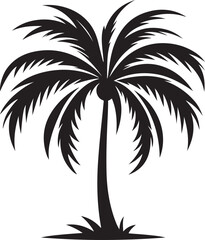 Obraz premium Palm tree silhouettes on a tropical summer landscape with beach and nature elements