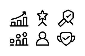 Fototapeta premium Set of Eight Business Line Icons on White Background graphic