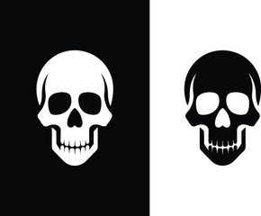Dual Skull Icons – Black & White Vector Silhouettes, Death, Contrast, Identity, Gothic