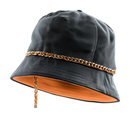 Stylish bucket hat with chain detail fashion accessories trendy look isolated on transparent background, png