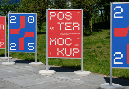 Four Poster Stands Mockup