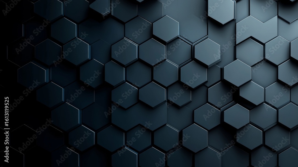 Poster abstract futuristic honeycomb structure featuring a stylish blue hexagonal grid pattern background
