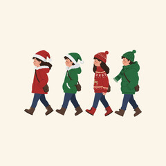 Set illustration vector graphic of cute nordic kids