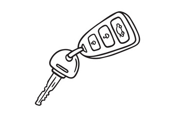 car key icon doodle hand drawn. Outline line drawing clipart symbol