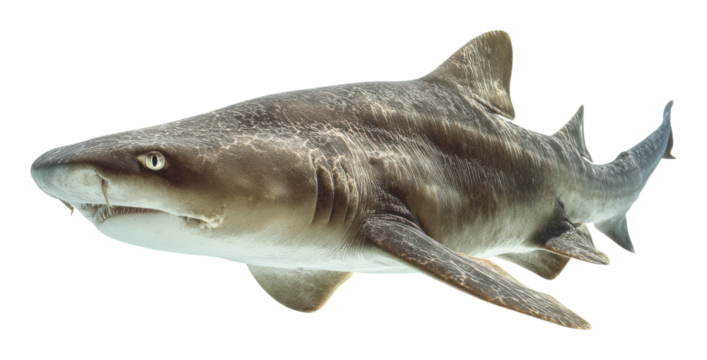 Swimming shark in ocean depths marine life underwater environment isolated on transparent background, png