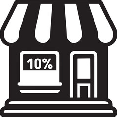Minimalist Marketplace Shop Icon – Black and White Storefront Silhouette Vector
