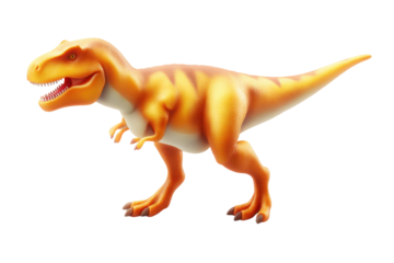 Outdoor side view dynamic dinosaur adventure in jurassic park. Isolated on transparent background, png.