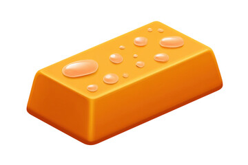 Golden bar of honey kitchen food item warm lighting close-up. Isolated on transparent background, png.