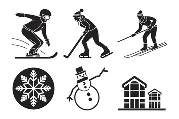 Winter Sports and Activities Icons Collection.