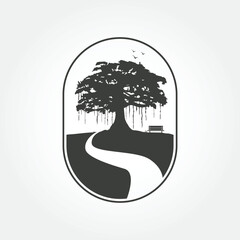 Vector Illustration of a Majestic Big Tree in Nature