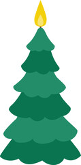 Christmas tree shaped candle flat vector illustration.
Holiday Home Decoration Clipart isolated.
Transparent background.
