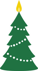 Christmas tree shaped candle flat vector illustration.
Holiday Home Decoration Clipart isolated.
Transparent background.