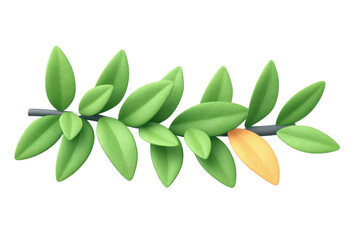 Naklejka premium Vibrant green leaf with yellow accent nature graphic design close-up. Isolated on transparent background, png.