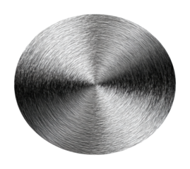 Polished metal disc surface industrial abstract isolated on transparent background, png