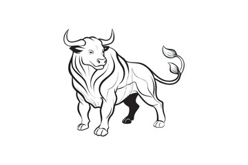 Fototapeta premium Stylized Bull Illustration in Black and White Powerful and Muscular Animal Design Suitable for Logos Branding and Creative Projects with a Strong Symbol of Strength