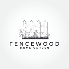 Wooden Fence with Grass and Flowers Illustration