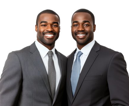 Professional men in business attire portrait bright isolated on transparent background, png