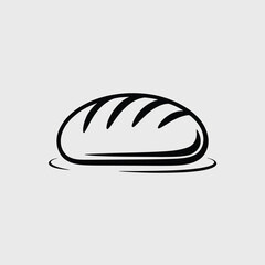 Simple loaf of bread outline drawing on gray background