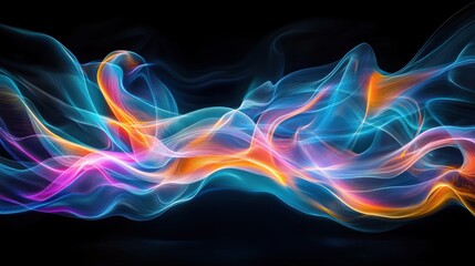 Obraz premium Abstract light waves in vibrant blue, orange, and pink hues