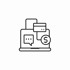 laptop payment chat icon sign vector