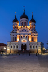 Alexander Nevsky Cathedral At Night In Tallinn, Estonia