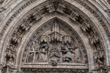 Birth Of Christ Gothic Relief At Seville Cathedral In Spain