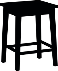 Simple black wooden bar stool isolated on white