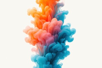Colorful Ink Cloud in White Background Abstract Artistic Fluid Design