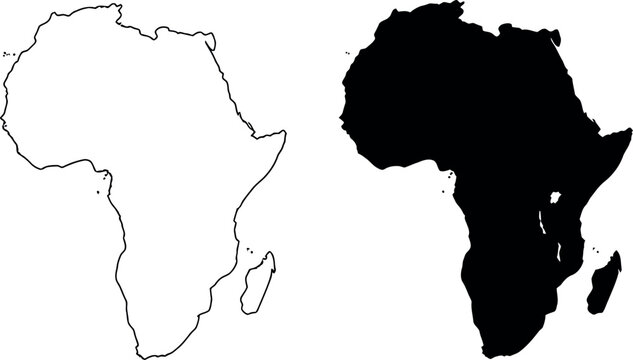 Africa map silhouette outline vector icon