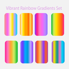 Modern vibrant rainbow gradient backgrounds for eye catching designs and colorful presentations, a trendy design element
