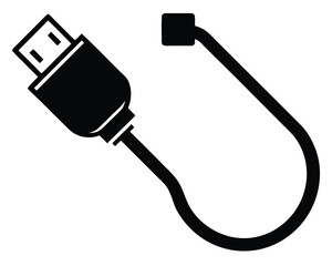 A black usb cable isolated on white background for charging devices Ai Generated