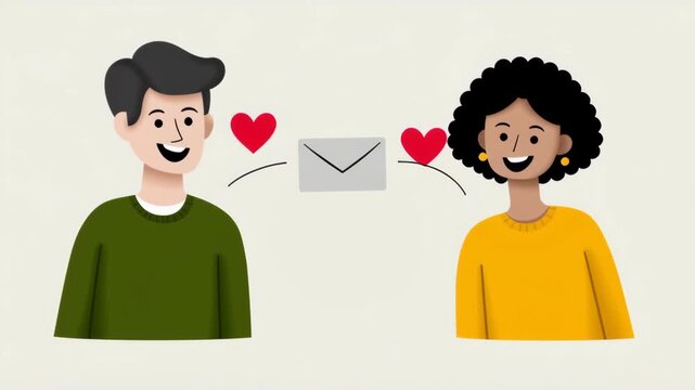 Referral program, Refer friend and earn concept, People exchanging messages through email illustration.