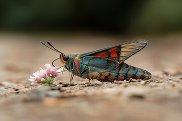 Colorful butterfly resting on a blooming flower in a natural setting during daytime