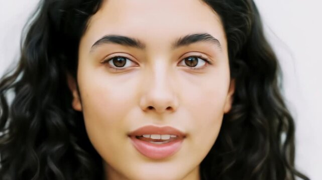 Beautiful Woman's Gaze: Close-Up Portrait, Expressive Eyes, Natural Beauty