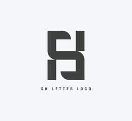 Obraz premium Modern SH Monogram Logo Design – Minimalist Bold Lettermark
