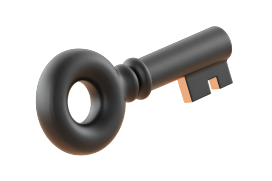 Unlocking secrets black key on digital image. Isolated on transparent background, png.