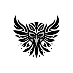 Obraz premium tribal mask symbolizing guardianship, with bold helmet shapes