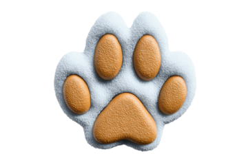 Playful paw print design home decor digital art cozy space close-up. Isolated on transparent background, png.