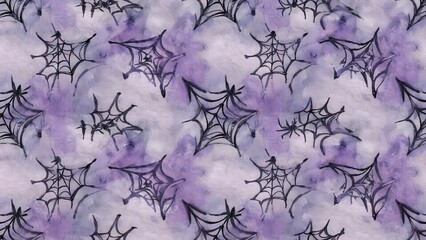 Seamless watercolor pattern with spider web