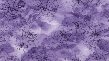 Seamless watercolor pattern with spider web