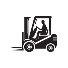 forklift vector silhouette clip art logo design illustration