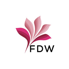 FDW Modern Floral Abstract Logo Design, FDW Later Logo, Creative Botanical Brand Identity, Luxury Flower Emblem for Business

