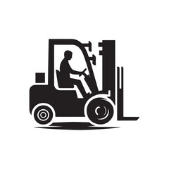 forklift vector silhouette clip art logo design illustration