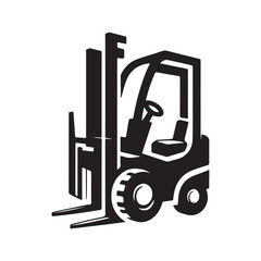 forklift vector silhouette clip art logo design illustration